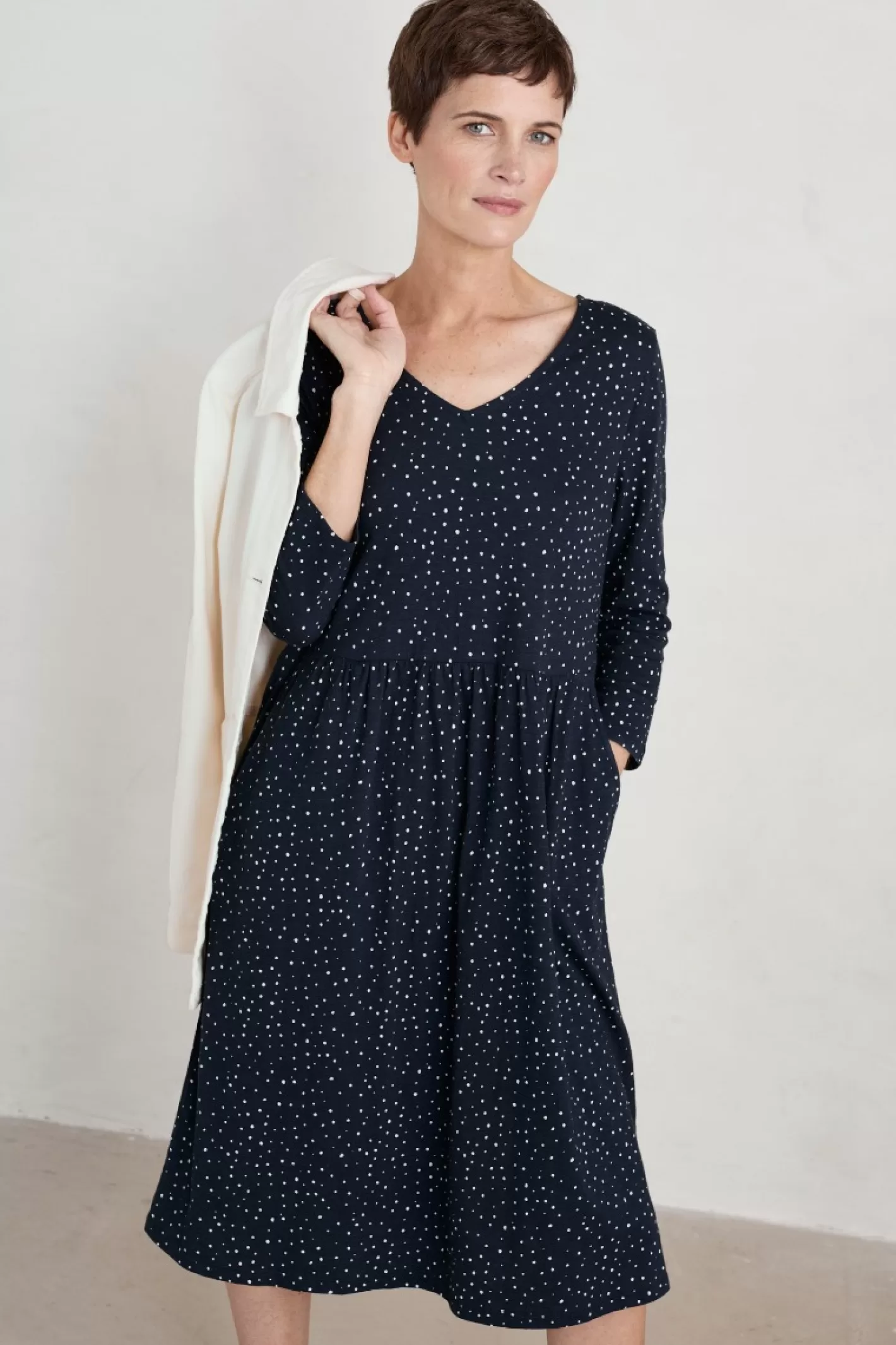 Sale Brush Drawing 3/4 Sleeve Dress Women Dresses