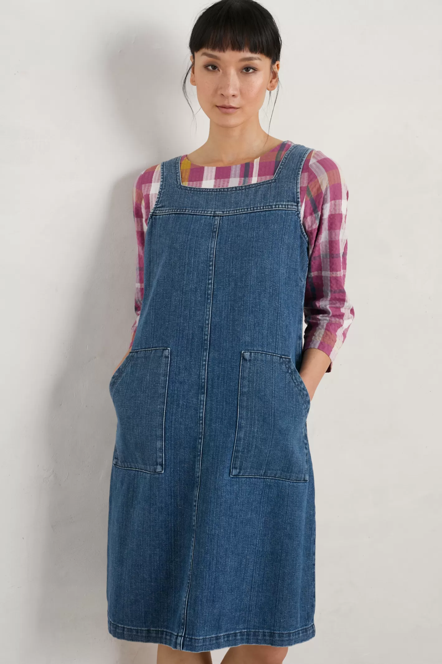 Discount Calican Denim Pinafore Dress Women Dresses