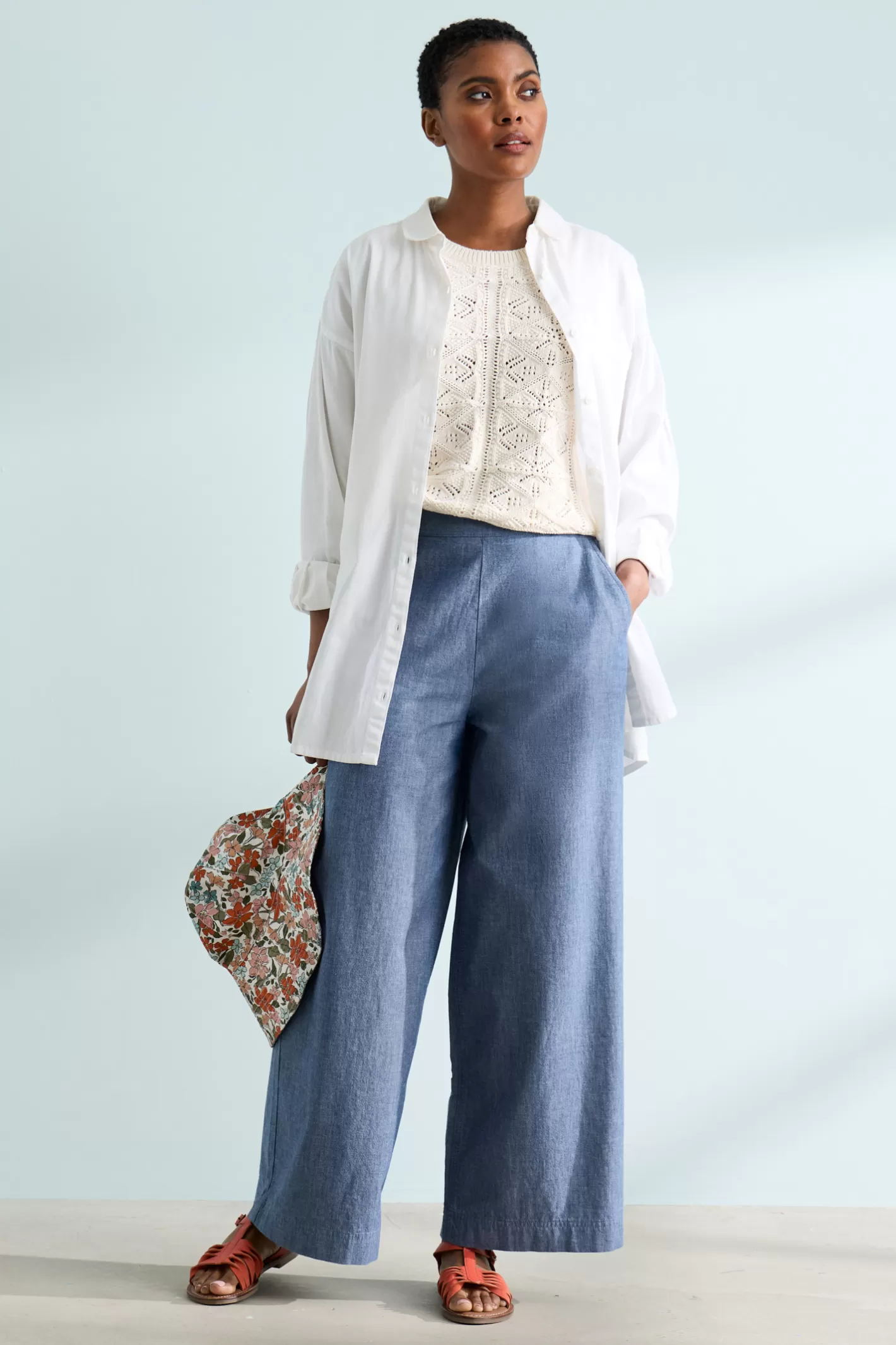 Hot Calluna Wide Leg Chambray Trousers Women Trousers & Shorts