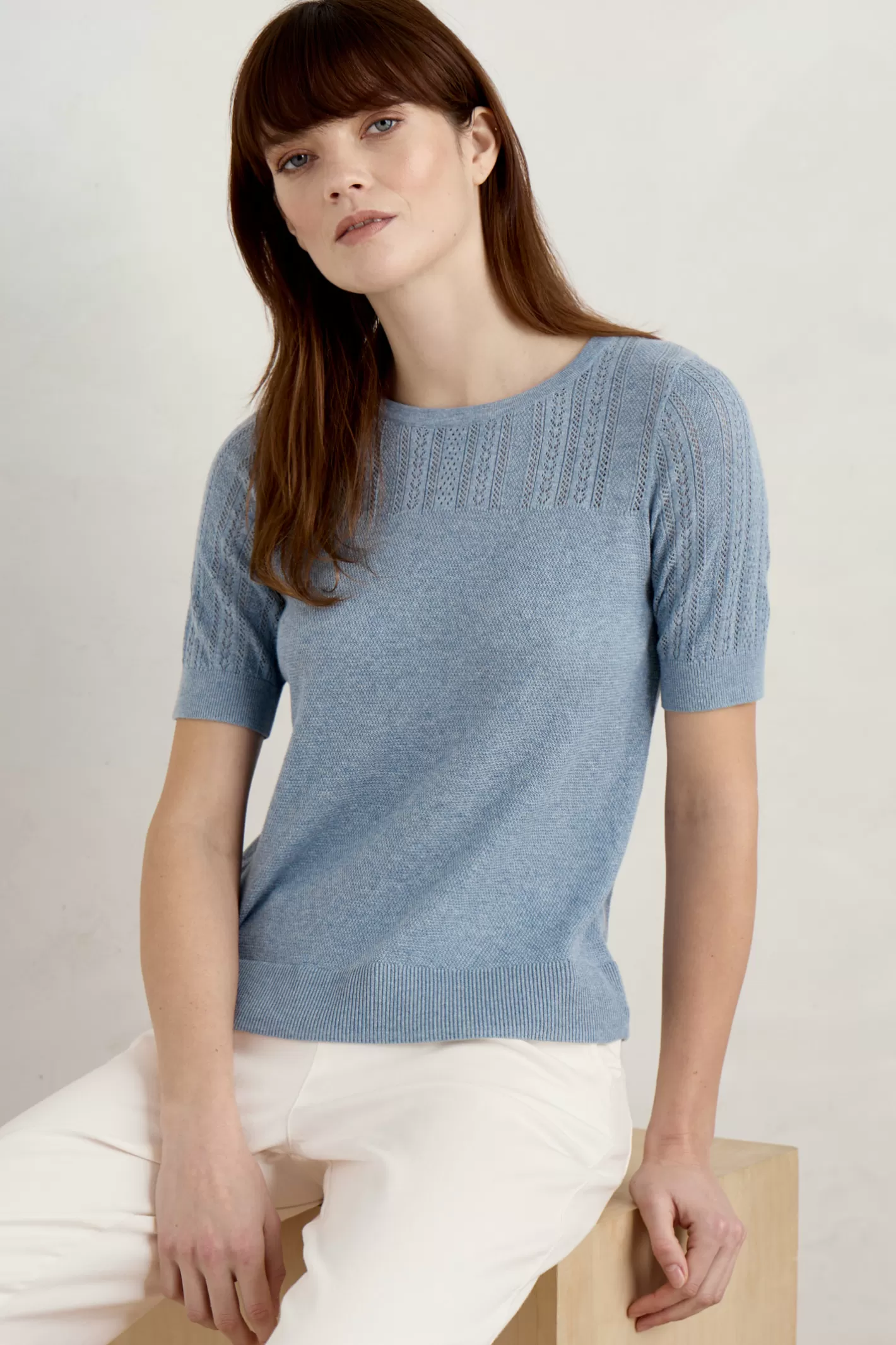 Online Chiff Chaff Short Sleeve Knitted Top Women Knitwear