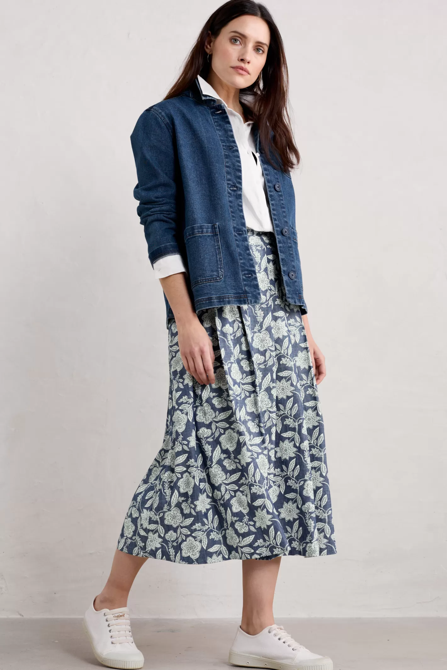 New Jamboree Chambray Midi Skirt Women Skirts