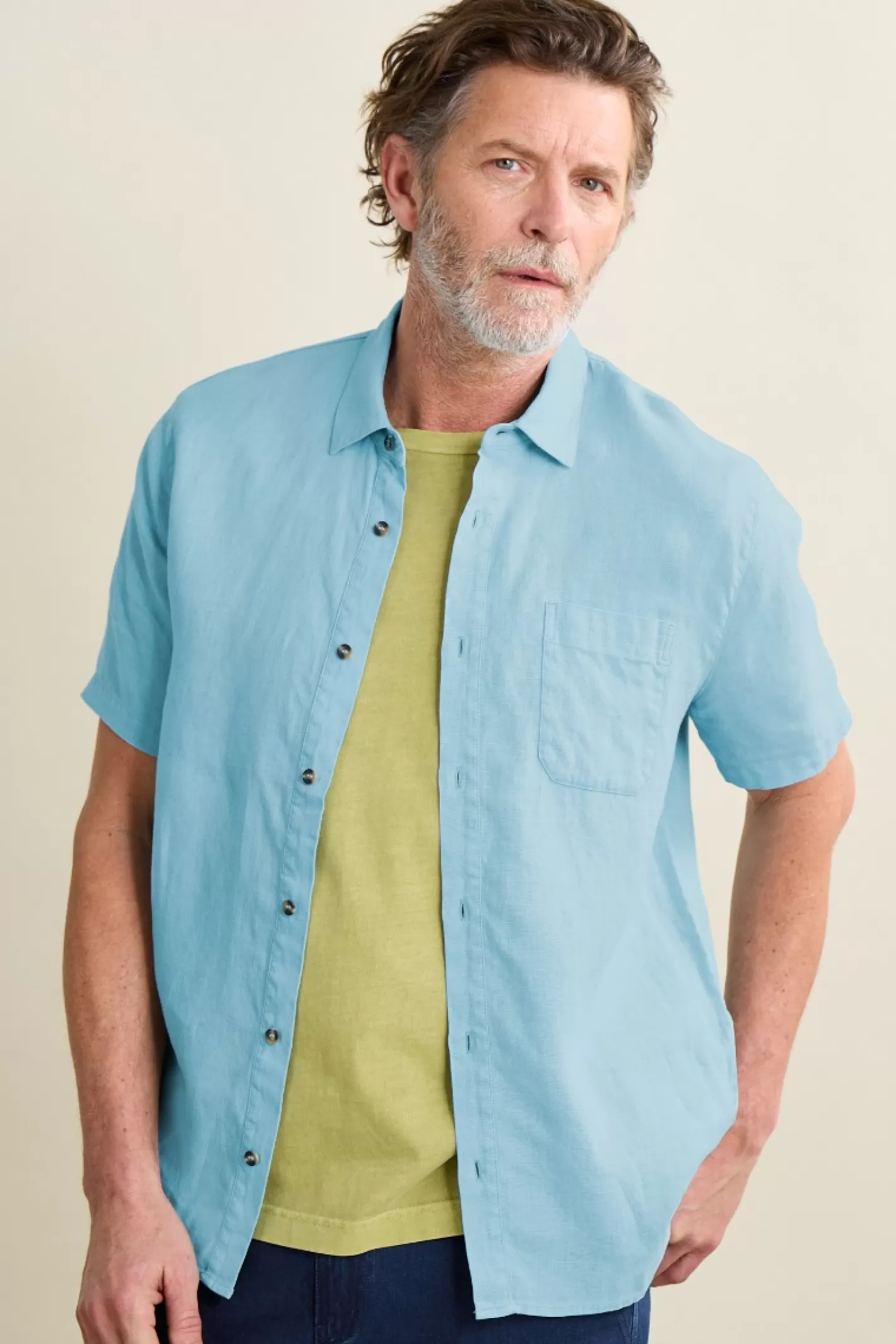 Store Men's Carne Short Sleeve Linen Shirt Men Tops & T-Shirts