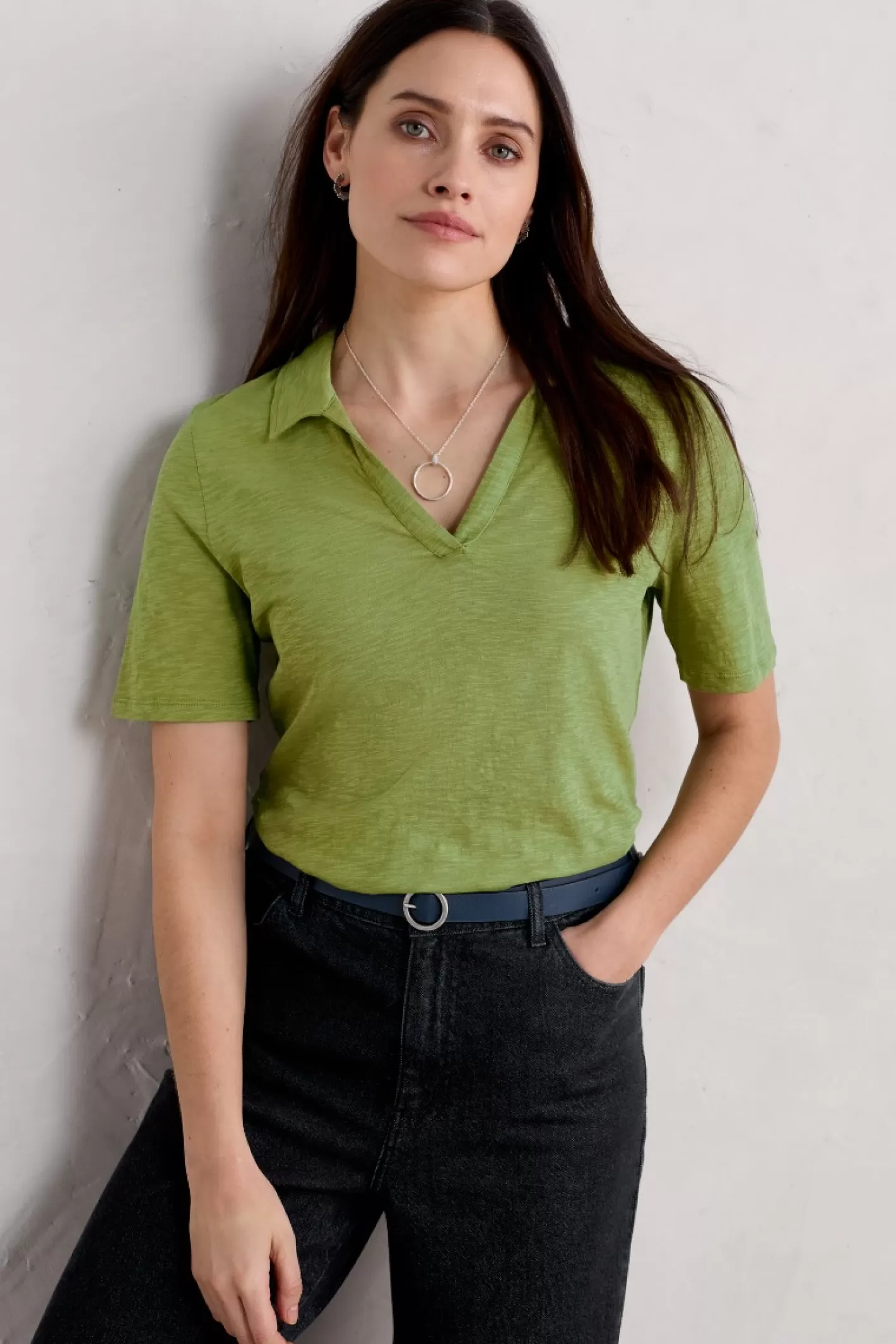 Best Owles Point Short Sleeve V-Neck Jersey Shirt Women Tops