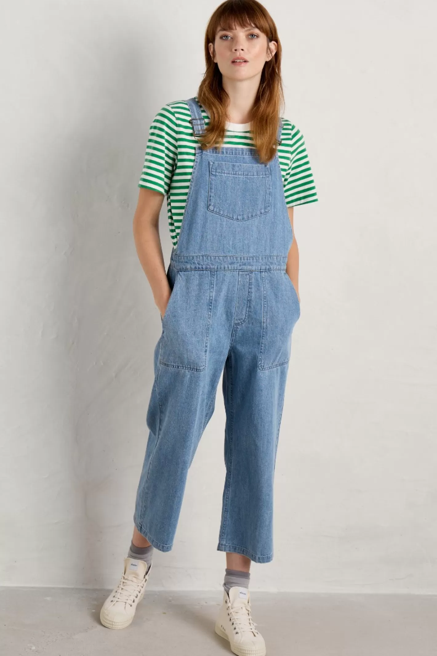 Clearance Porthallow Cove Wide Leg Denim Dungaree Women Jumpsuits & Dungarees