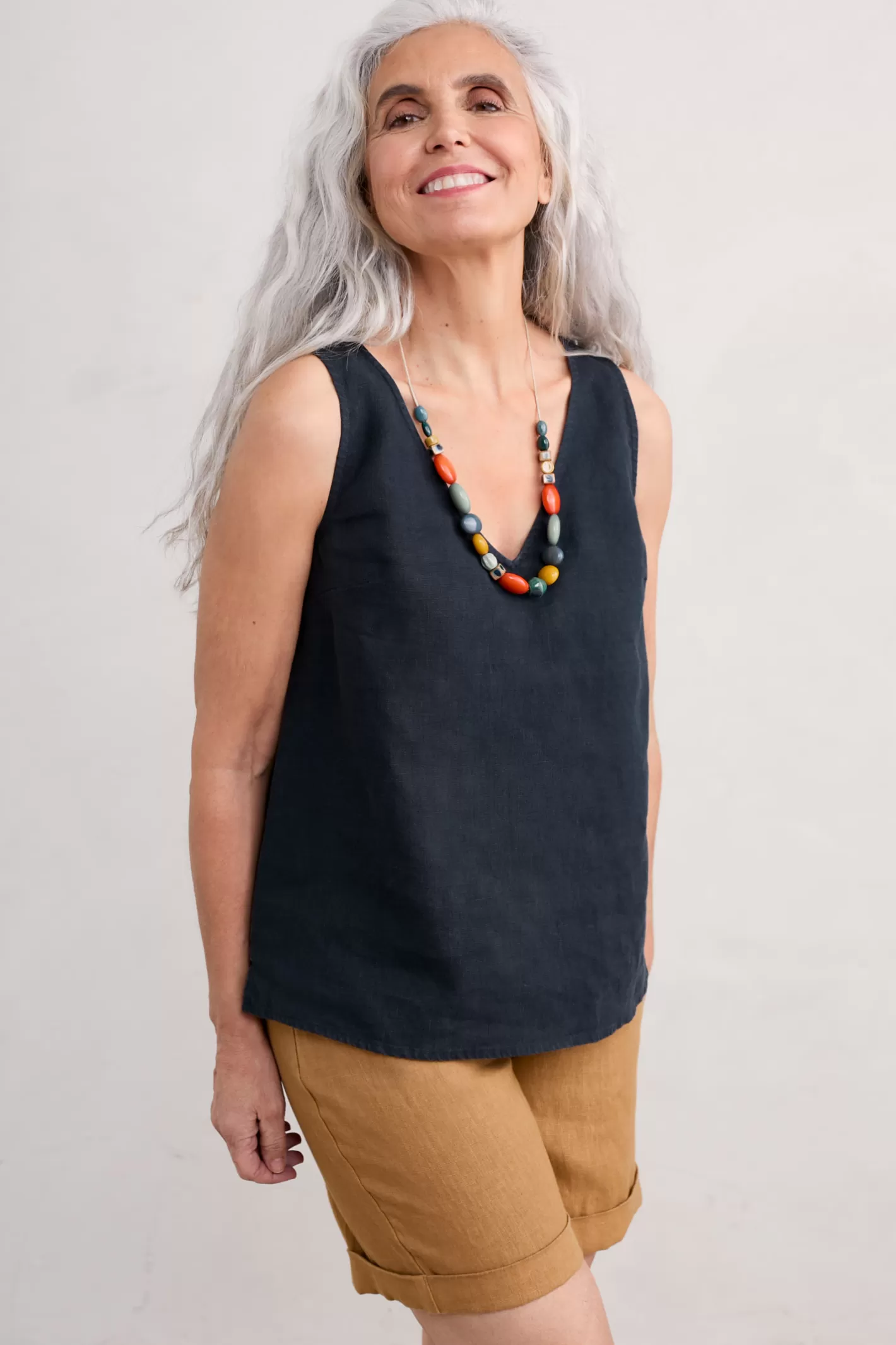 New Sunlit Seagrass Linen Vest Women Tops