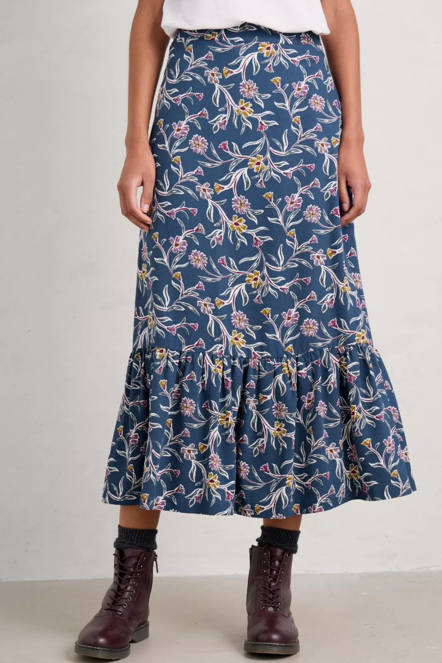 Store Wildflower Field Tiered Midi Skirt Women Skirts