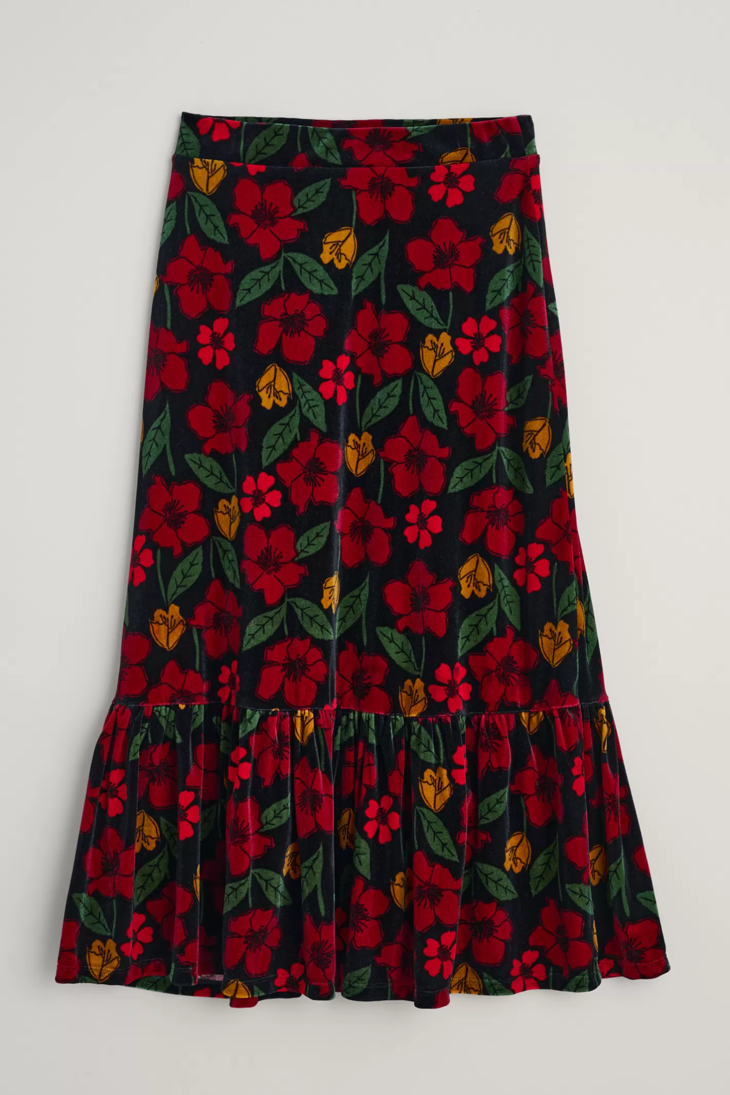 Outlet Wildflower Tiered Velvet Maxi Skirt Women Skirts